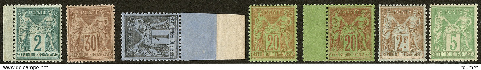 ** Nos 74 Bdf, 80, 83 Bdf, 96, 96a Bdf, 105, 106, Très Frais. - TB - 1876-1878 Sage (Type I)