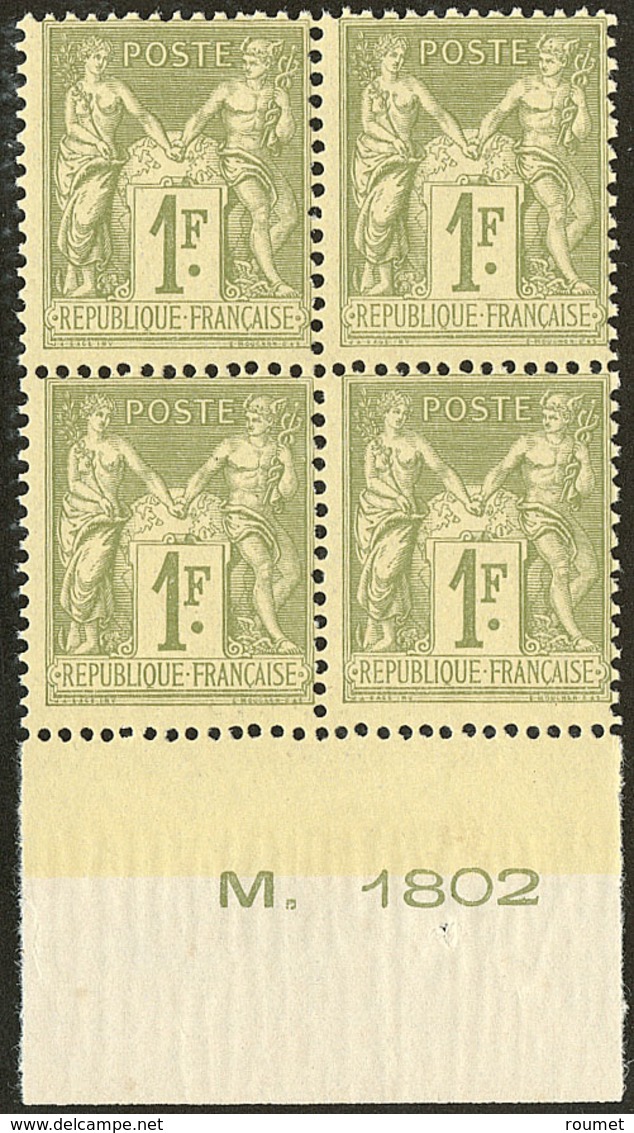 ** No 82, Vert-olive, Bloc De Quatre Bdf. - TB - 1876-1878 Sage (Type I)