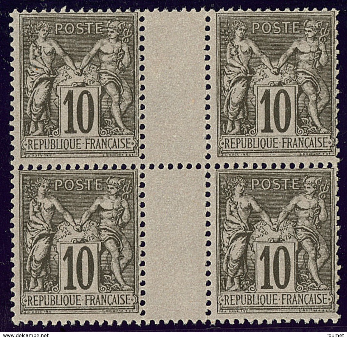 ** No 89, Noir Sur Lilas, Bloc De Quatre Interpanneaux, Très Frais. - TB - 1876-1878 Sage (Type I)