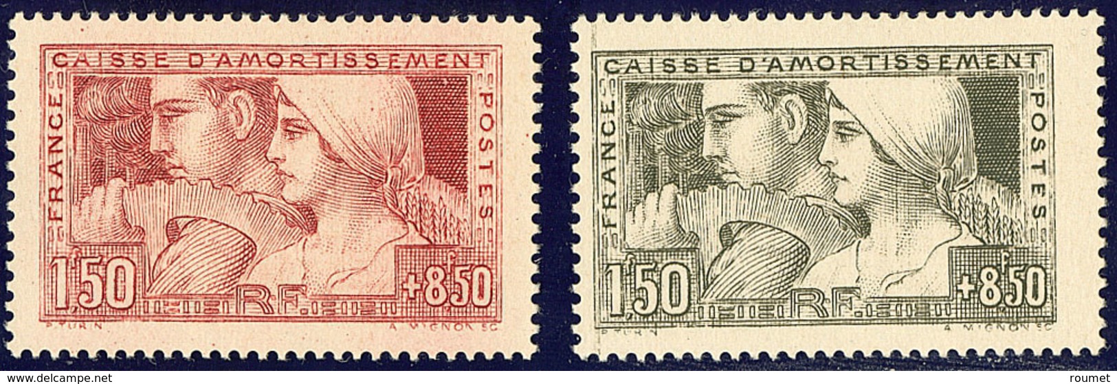 (*) Caisse D'Amortissement. Le Travail. Essai De Couleur Dentelé, 3° état. No 252, En Rouge Et En Gris-noir. - TB - Other & Unclassified