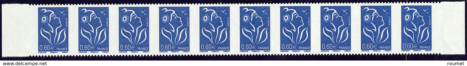 ** Roulettes. No 3973, Bande Horizontale De Dix, Double Bdf, Superbe (2 Pièces Vues) (cote Maury) - 2004-2008 Marianne Of Lamouche