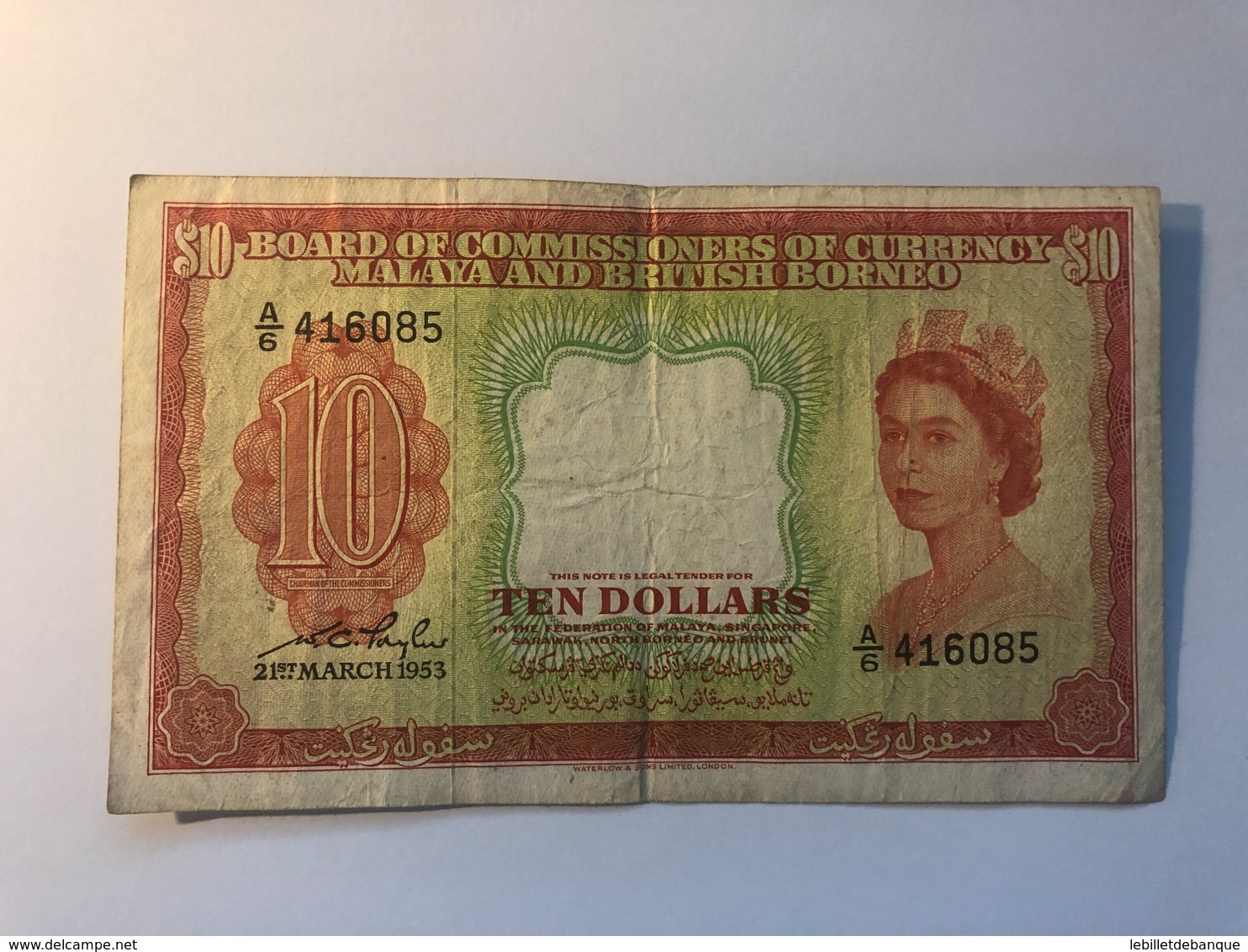 Billet Malaya And Britsh Borneo 10 Dollars - Malaysie