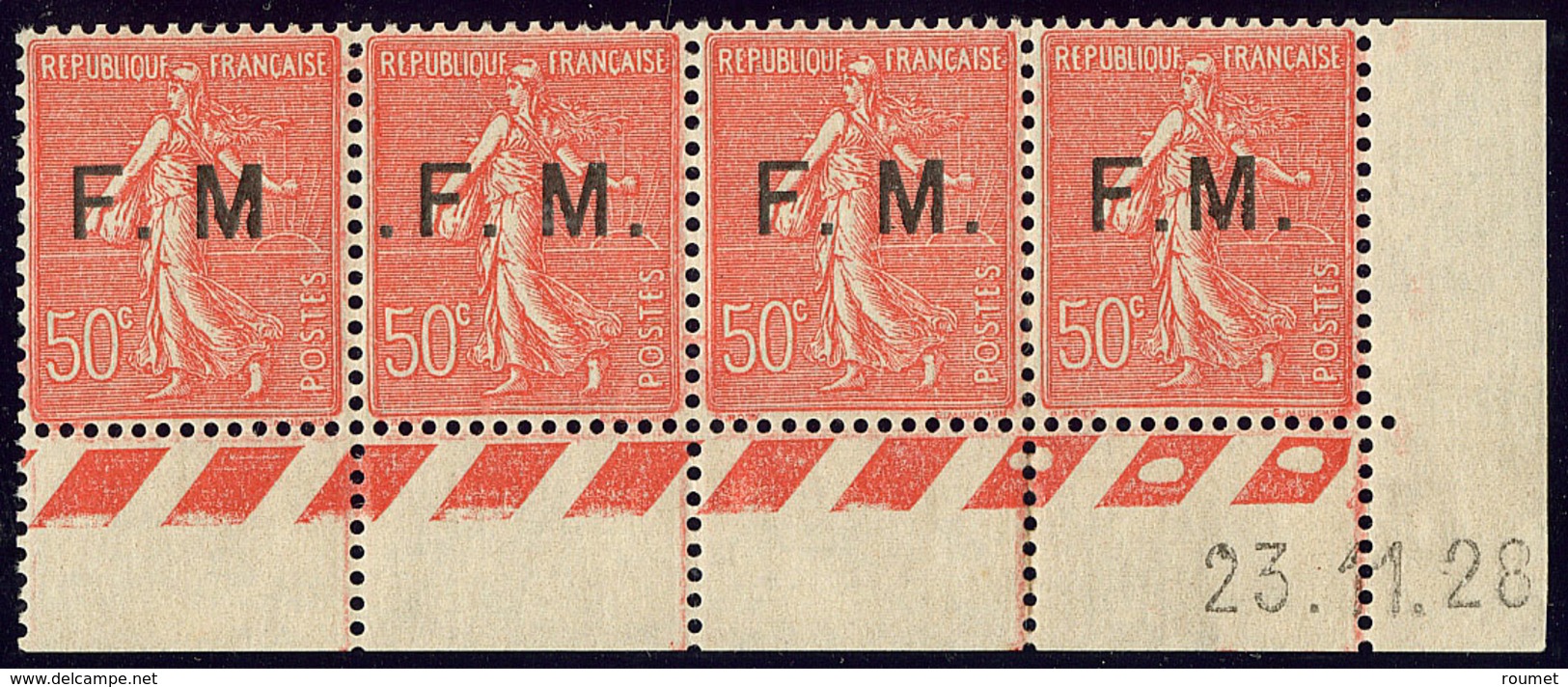 ** No 6, Bande De Quatre Cdf Daté 23.11.28 Avec Variétés 6a, 6b Et 6c. - TB - Military Postage Stamps