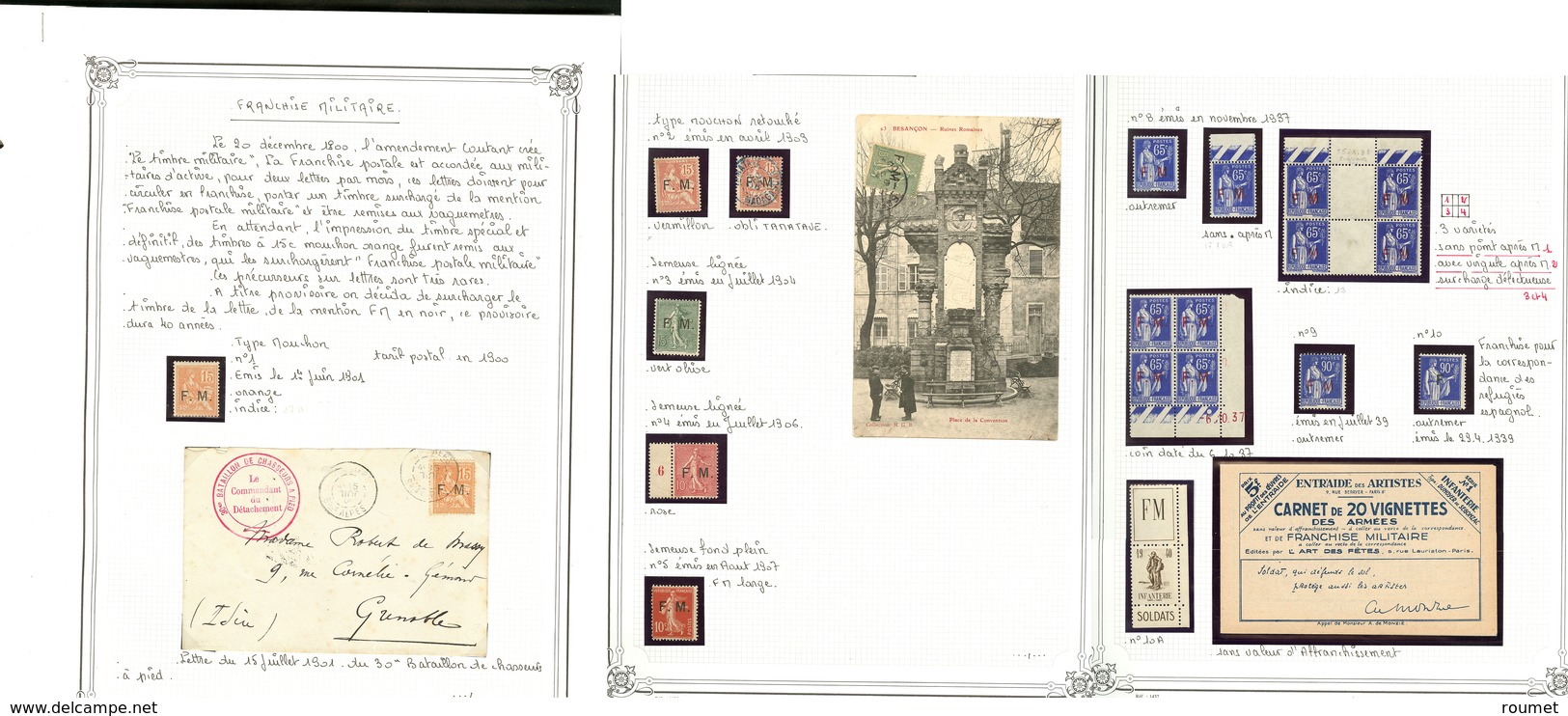 ** Collection. 1901-1964, Complète Dont Des Blocs De Quatre, 31 Enveloppes Ou CP, Qqs Ex *. - TB - Militaire Zegels