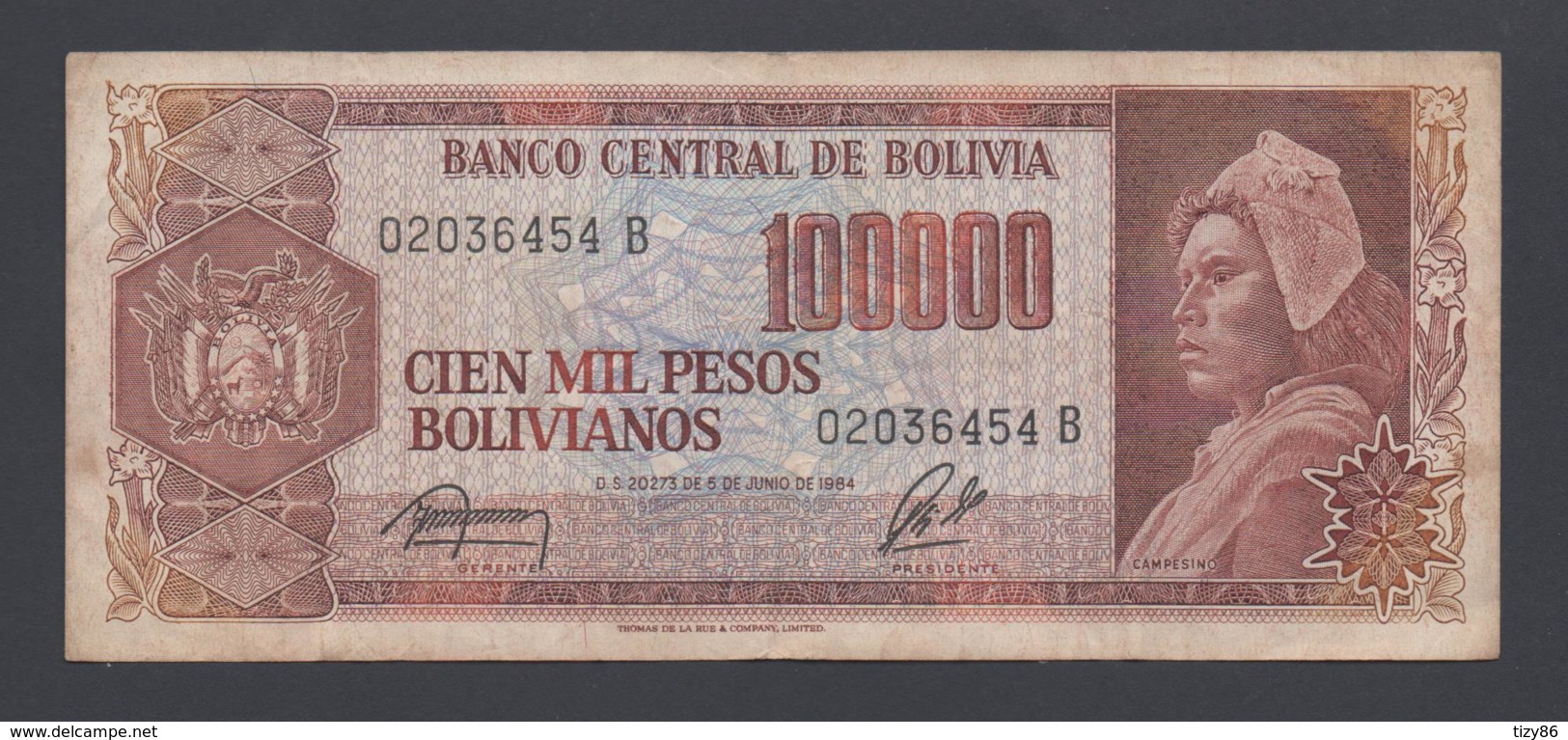 Banconota Bolivia 100000 Bolivianos (circolata) - Bolivie