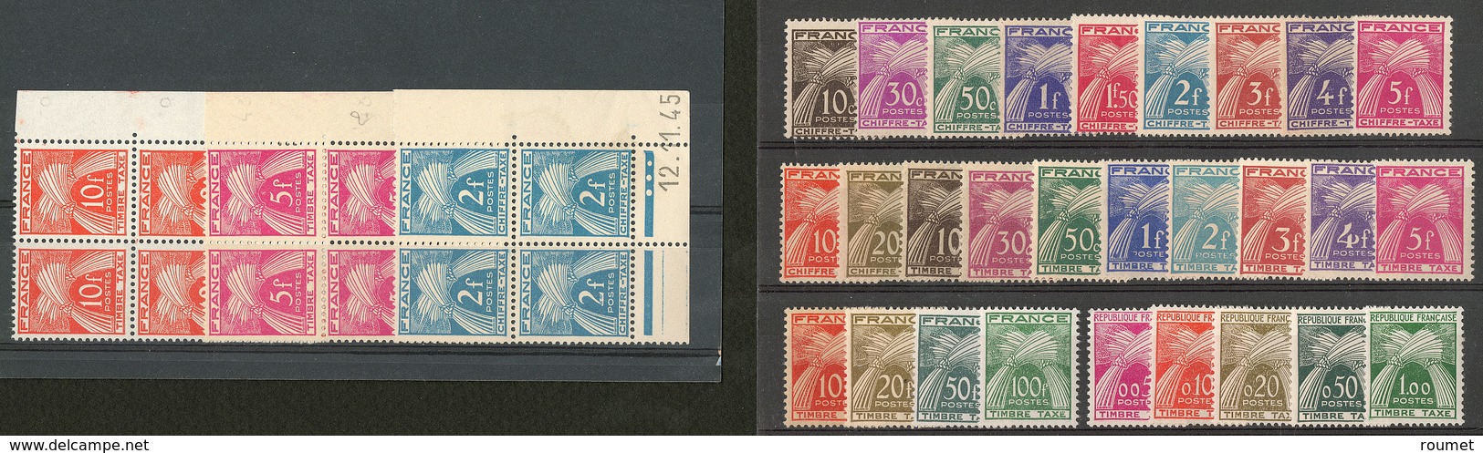 ** Collection. 1943-1960, Type Gerbe, Complète Entre Les N°67 Et 94, Dont Trois Bloc De Quatre Cd. - TB - Other & Unclassified