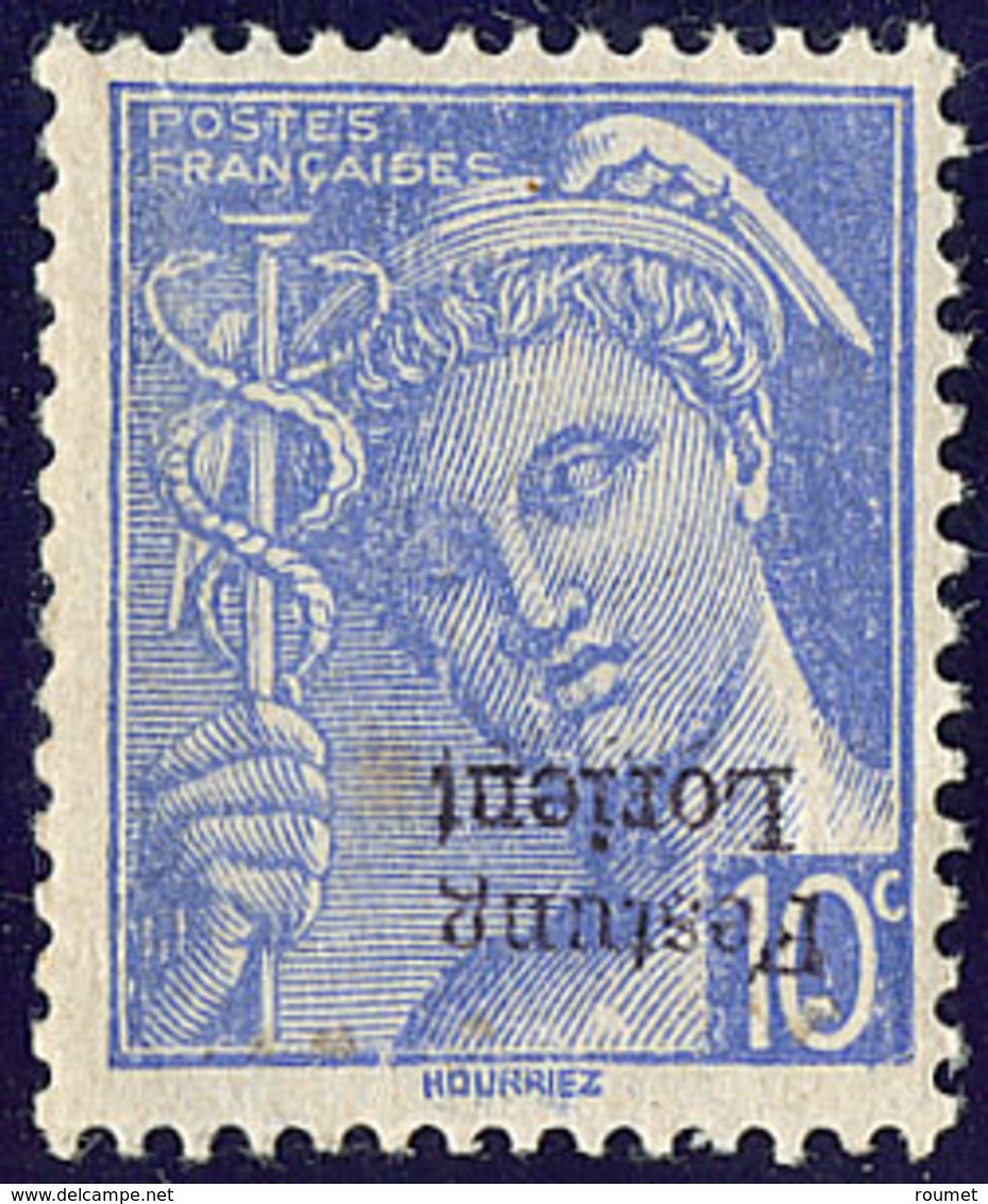 * No 1 (10c Mercure, Mi. # 1), Surcharge Renversée, 2 Points De Rousseur Au Verso Mais TB (tirage 650, Cote Mi.: 750€) - War Stamps