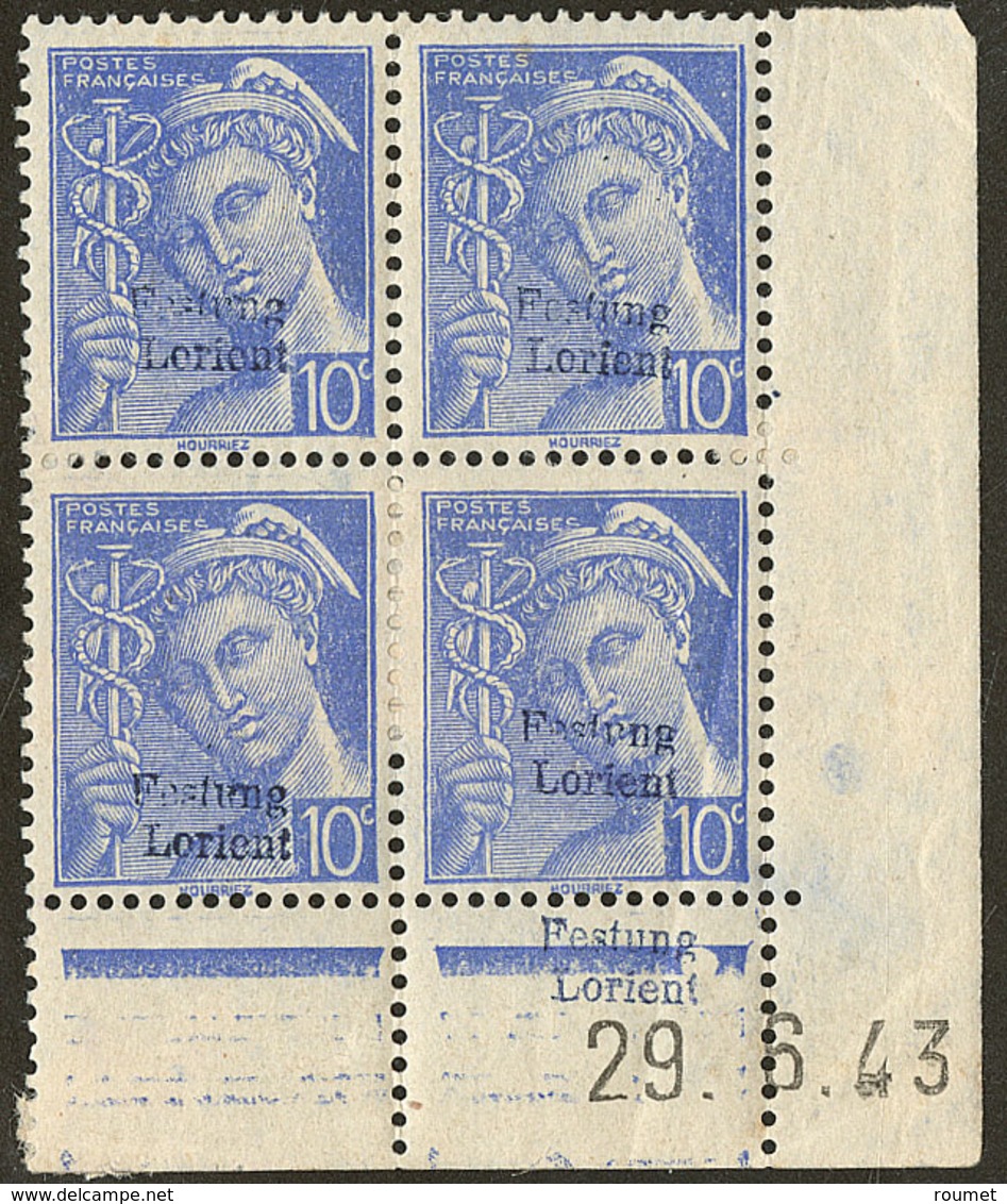 * No 1, Bloc De Quatre Cd 29.6.43 (tirage 6 Ou 7 Pour Le Bloc De Quatre Cd), Adhérences Et Points De Rousseur Mais TB D' - War Stamps