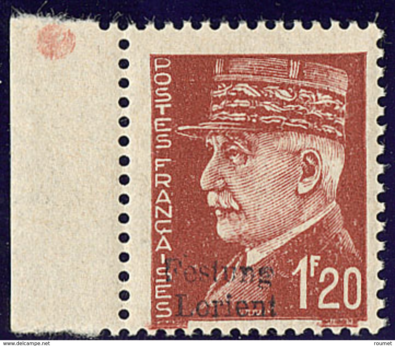 * No 9 (1,20f Pétain, Mi. # 9), Adhérences Au Verso. - TB (tirage 180, Cote Mi.: 1300€) - Guerre (timbres De)