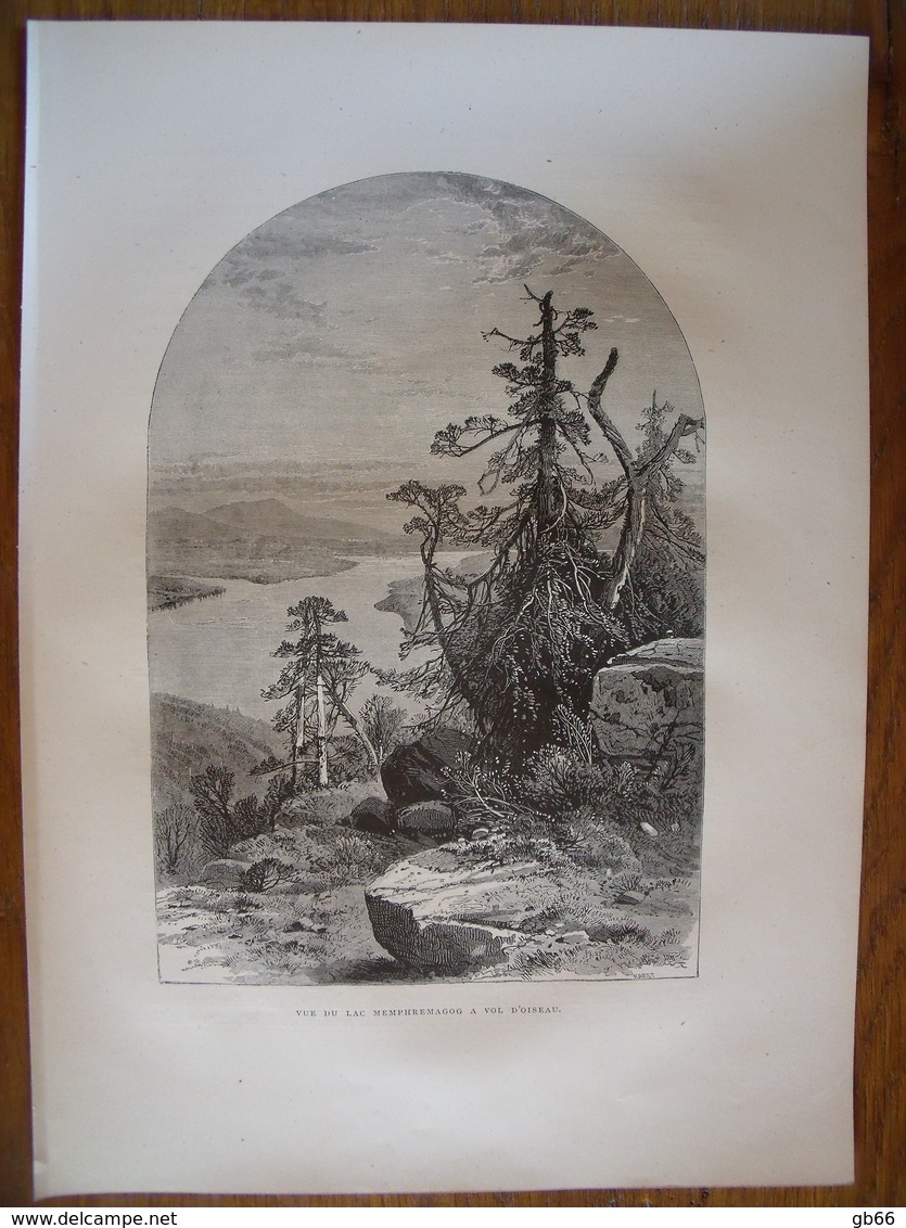 Canada, Le Lac Memphremagog  Gravure    1880 - Collections