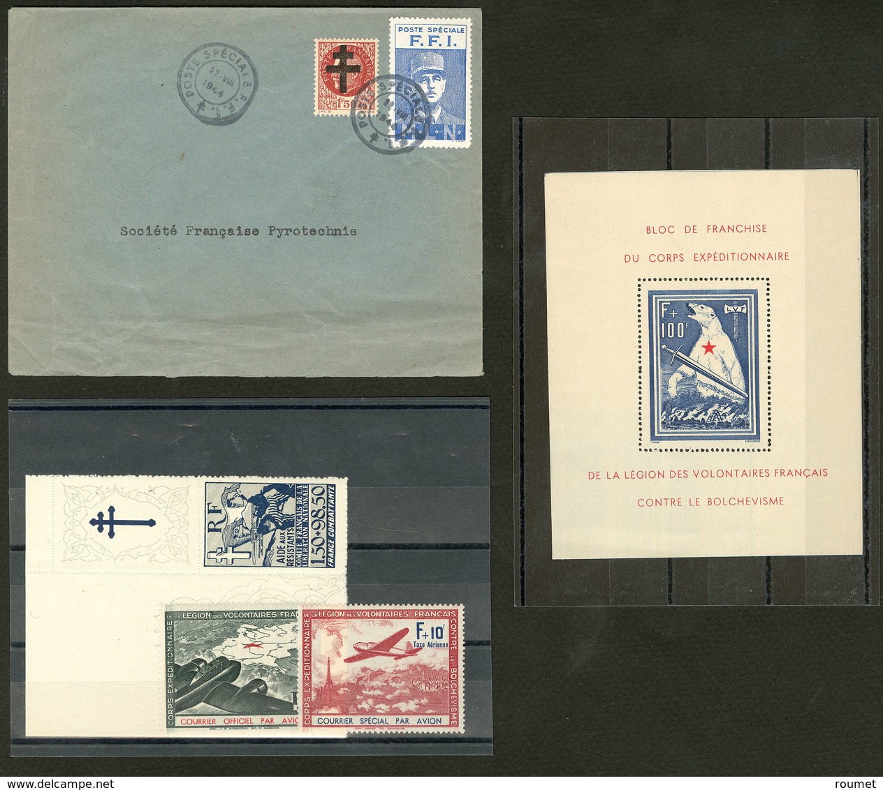 ** Bloc Ours. Nos 1 * (froissure Et Gomme Jaunie), 2, 3, Colonies Générales 65, Libération De Gaulle N°4 Mayer + 1,50f P - Guerre (timbres De)