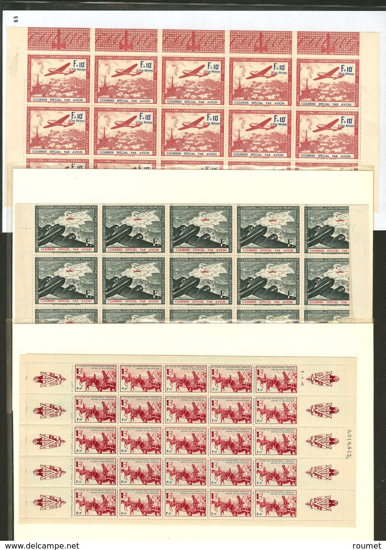 ** Nos 3, 4 Et 6 à 10, Tous En Feuilles De 25 Ex, Pli Sur 3 Ex Du N°7. - TB - War Stamps