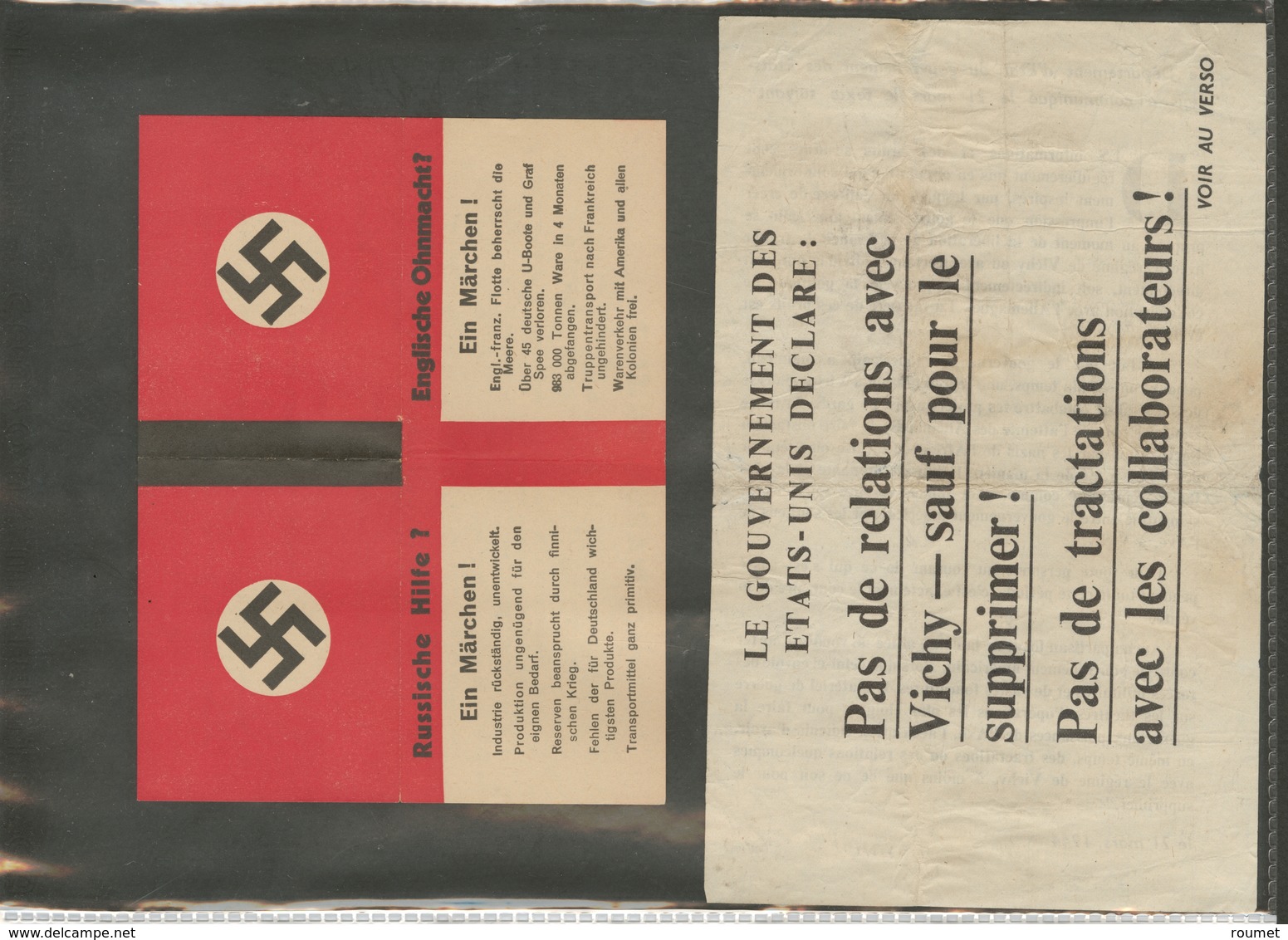 Lettre GUERRE 1939-1945. Lot. Trentaine De Tracts Français, Anglais, US, Etc., + Diverses Cartes D'alimentation Et Qqs D - Oorlog 1939-45