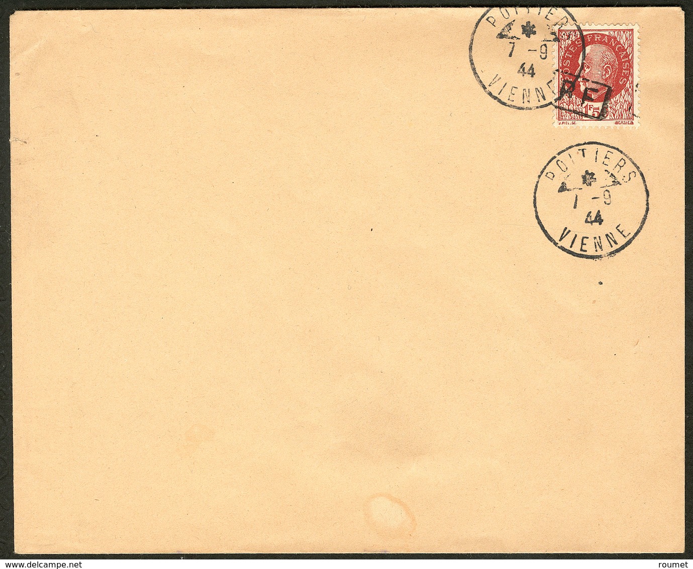 Lettre Poitiers. Type III. No 27, Obl Cad 7.9.44 Sur Enveloppe Non Voyagé. - TB - Liberation