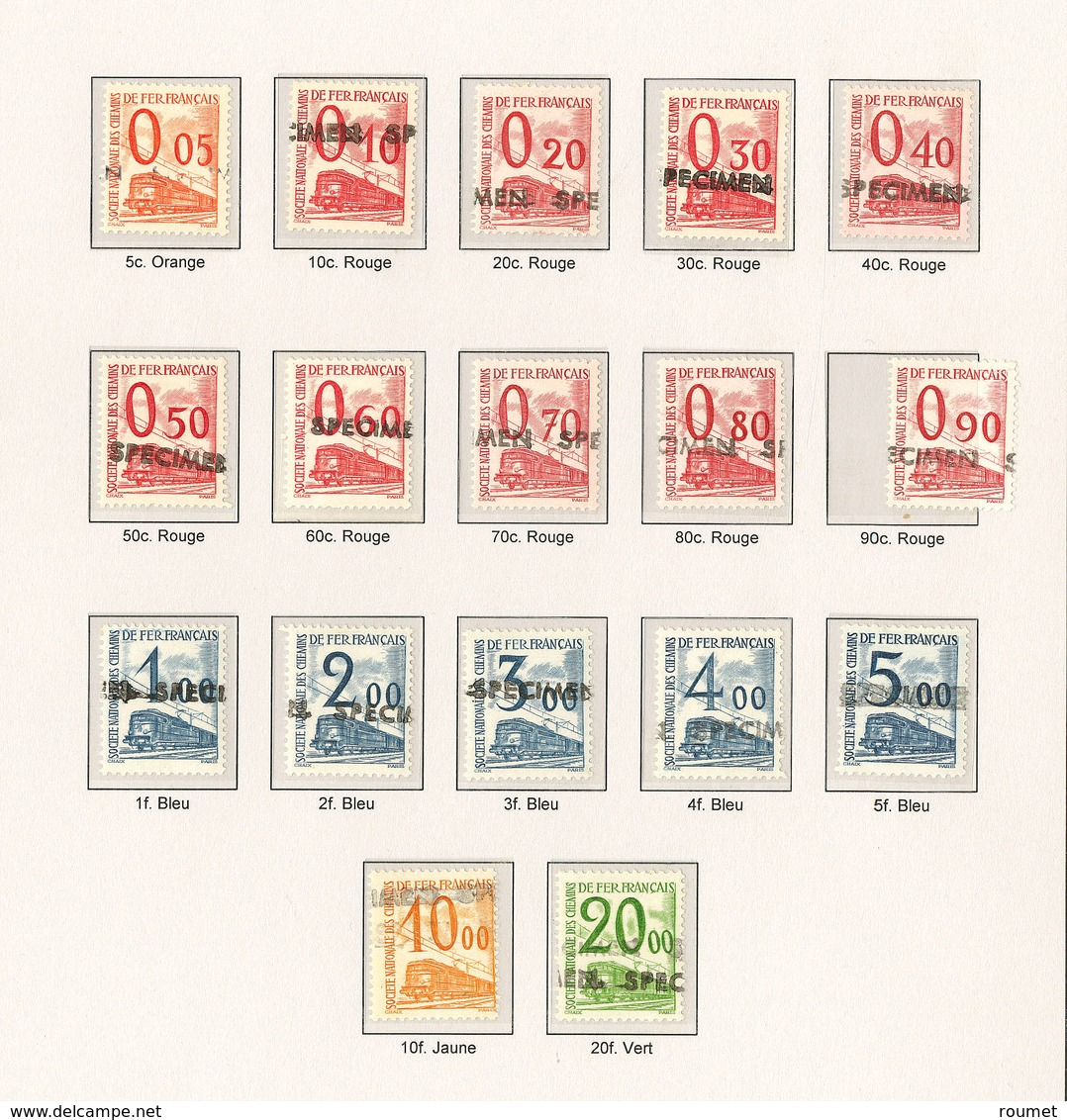 ** Timbres Tous Colis. Surchargés "SPECIMEN". Nos 31 à 47. - TB - Other & Unclassified