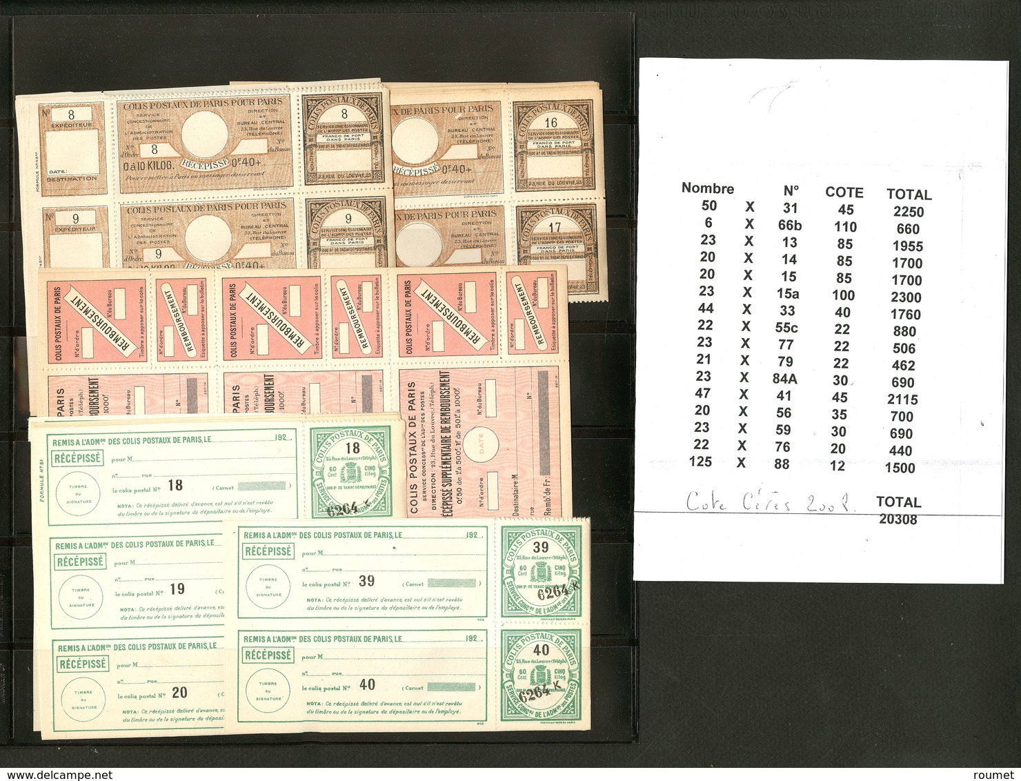 ** Paris Pour Paris (N°et Cote Maury). Lot. 1900-1920, Formulaires Et Récépissés Divers Neufs Entre Les N°13 Et 88, Par  - Autres & Non Classés