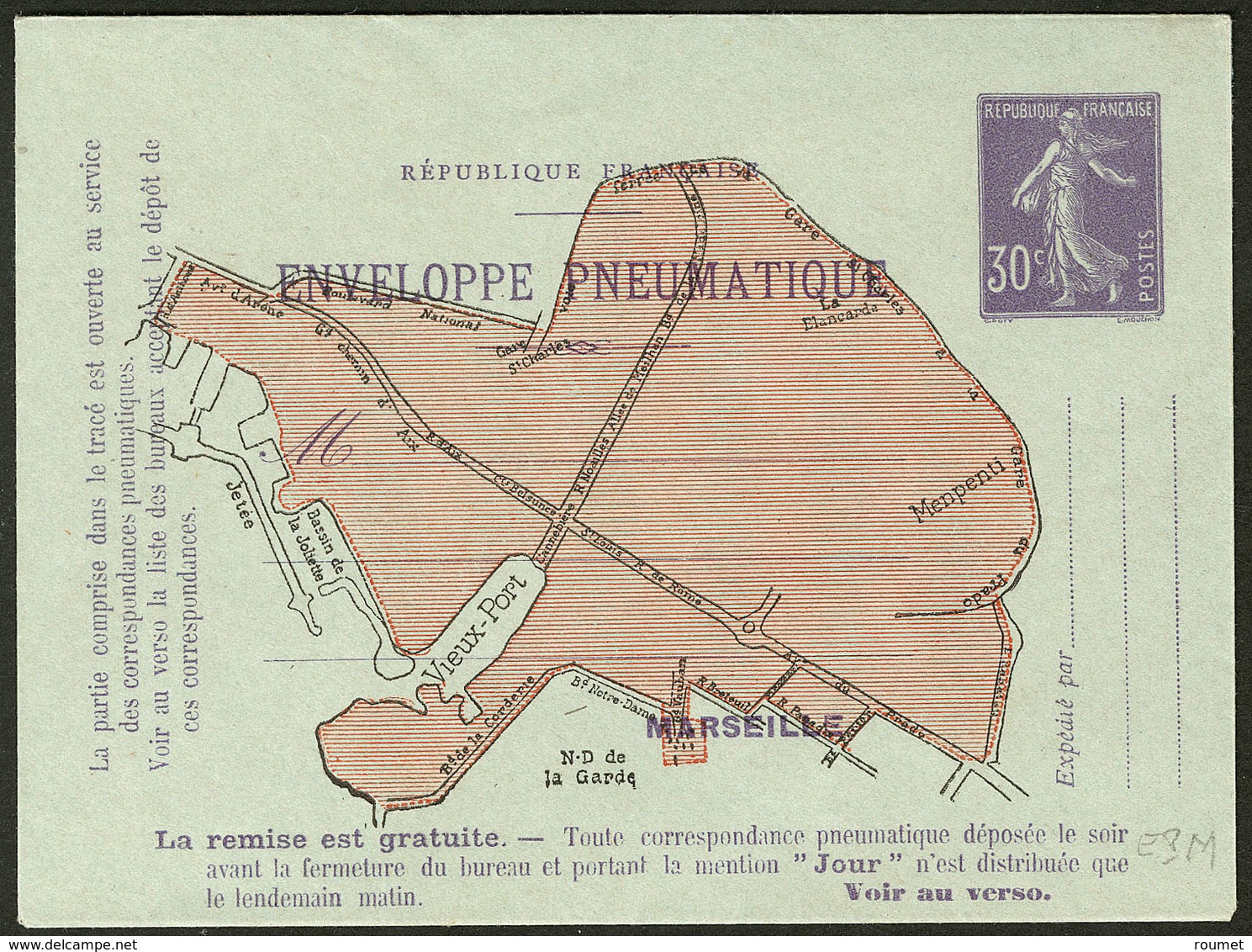 Lettre Semeuse Camée, Pneu Marseille. No K19, Enveloppe Neuve. - TB - Autres & Non Classés