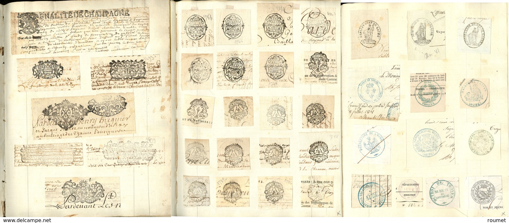 Lettre Collection. 1692-1870, Ensemble D'environ 600 Empreintes Pour Papiers Timbrés Ou Taxes Fiscales + Divers Cachets  - Other & Unclassified