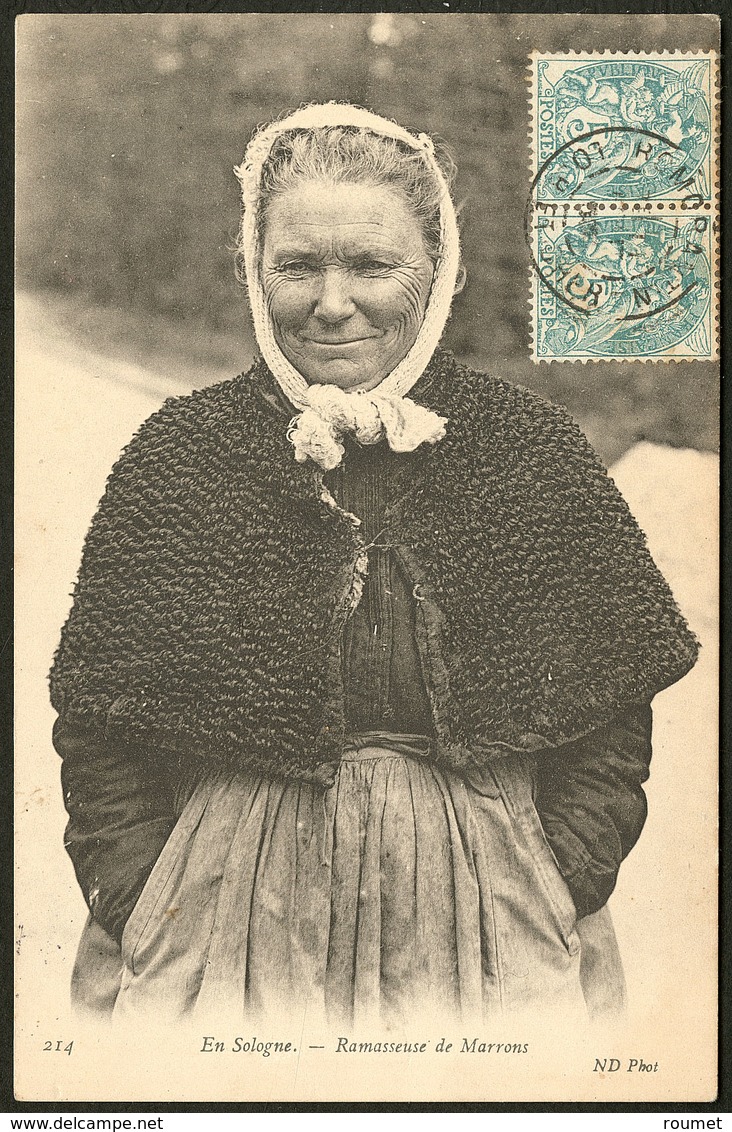 Lettre Cartes Postales. "214-En Sologne-Ramasseuse De Marrons", CP Afft 111 Paire, éd. NDPhot, Même Femme En Photo Que S - Zonder Classificatie