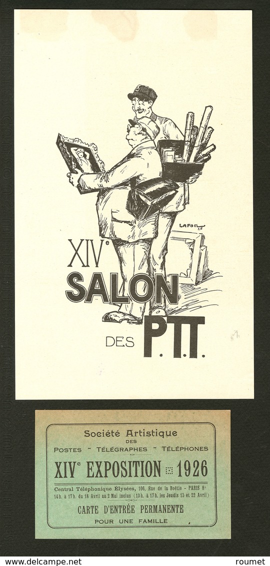 Lettre XIVe Salon Des PTT. Affichette + Carton D'entrée Permanente. - TB - Unclassified