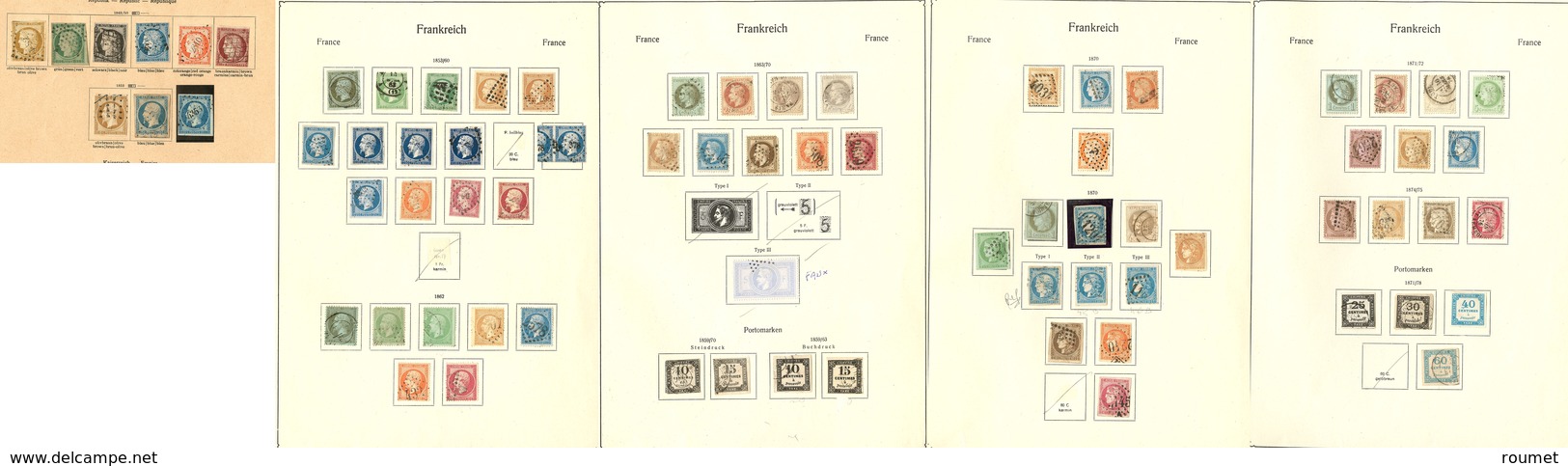 1849-1875 (Poste, Taxe), Dont N°2, 6, 44, Etc., Nuances Et Obl Diverses, Tous états - Verzamelingen