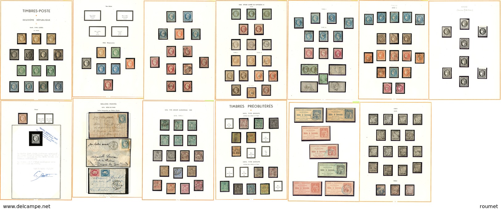 1849-1900 (Poste, Taxe, Préos, Tél, Journaux, Télégraphe, Als.), Valeurs Moyennes Dont 37d, 55b, Etc., Lettres Diverses, - Verzamelingen