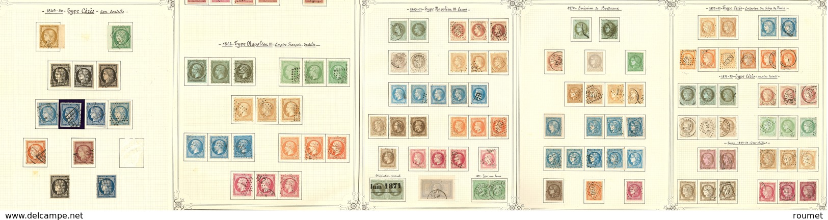 1849-1900 (Poste), Valeurs Moyennes Et Séries Complètes, Doubles Et Multiples, Nuances Et Obl Diverses. - TB, B Ou Pd - Collections