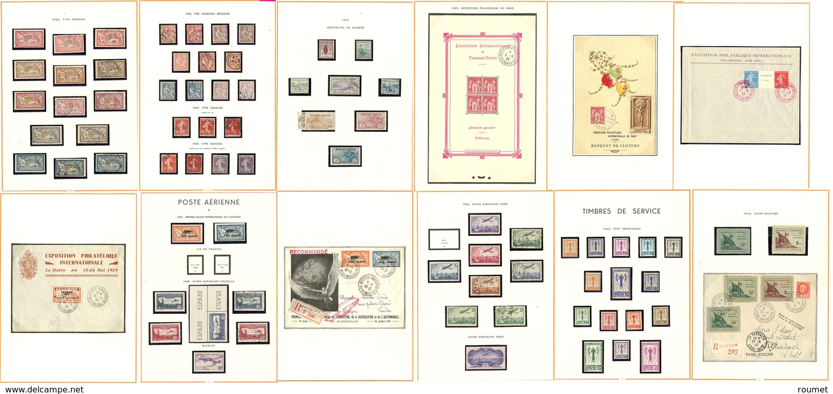 * 1900-1978 (Poste, PA, Préos, Taxe, BF, Epreuves, CPx), Valeurs Moyennes Dont 1e Orphelins, 182, 257A, CA, Etc., Des Do - Collections