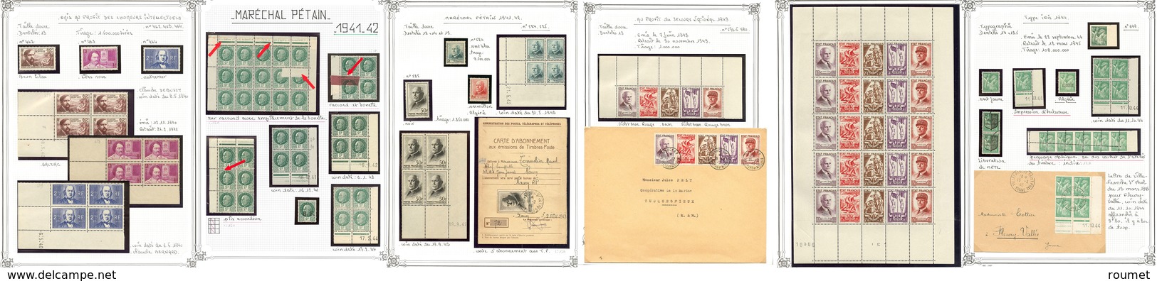 ** 1939-1944 (Poste, Cd), Valeurs Moyennes Et Séries Complètes Dont Bloc De Quatre, Des Variétés Dont Impressions Divers - Collections