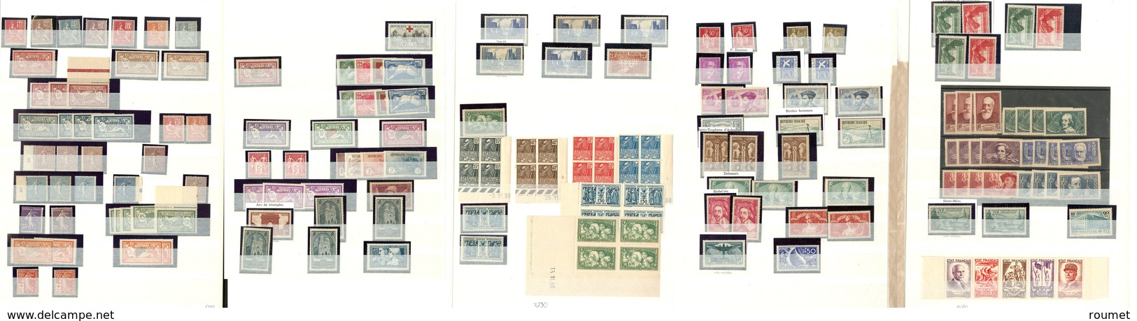 * 1900-1939 (Poste), Bonnes Et Moyennes Valeurs Dont Mouchon, Merson, 182, 262, CA, 321, 354/355, Etc., Doubles Et Multi - Verzamelingen