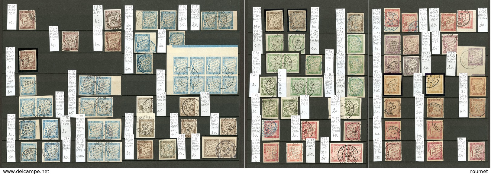 Taxe. Collection. 1884-1908, 98 Unités, 10 Paires, Bloc De Quatre Et Bloc De Huit, Valeurs, Nuances Et Obl Diverses. - T - Impuestos
