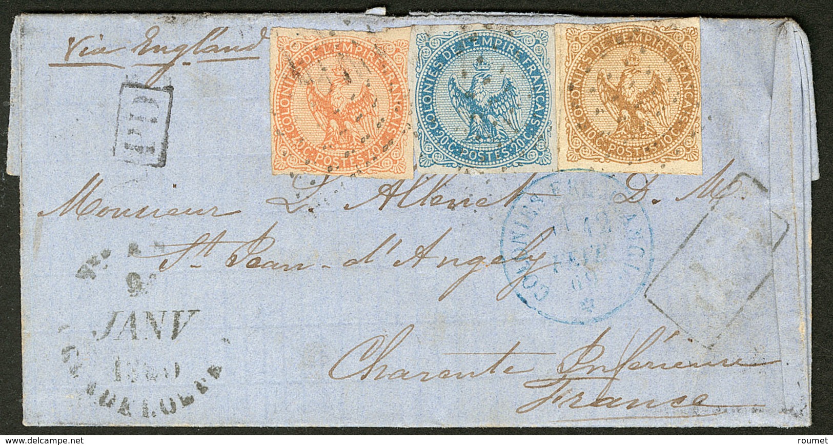 Lettre Guadeloupe. Nos 3 + 4 + 5, Obl Losange Sur Lettre De Ste Anne Janv 60 Pour La France. - TB. - R - Otros & Sin Clasificación