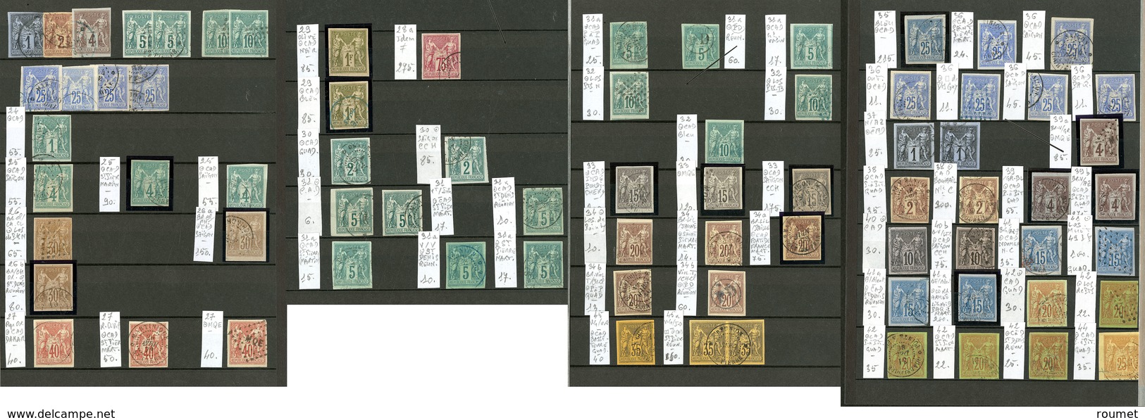 Collection. 1877-1880, Type Sage, Valeurs, Nuances Et Obl Diverses. - TB - Other & Unclassified