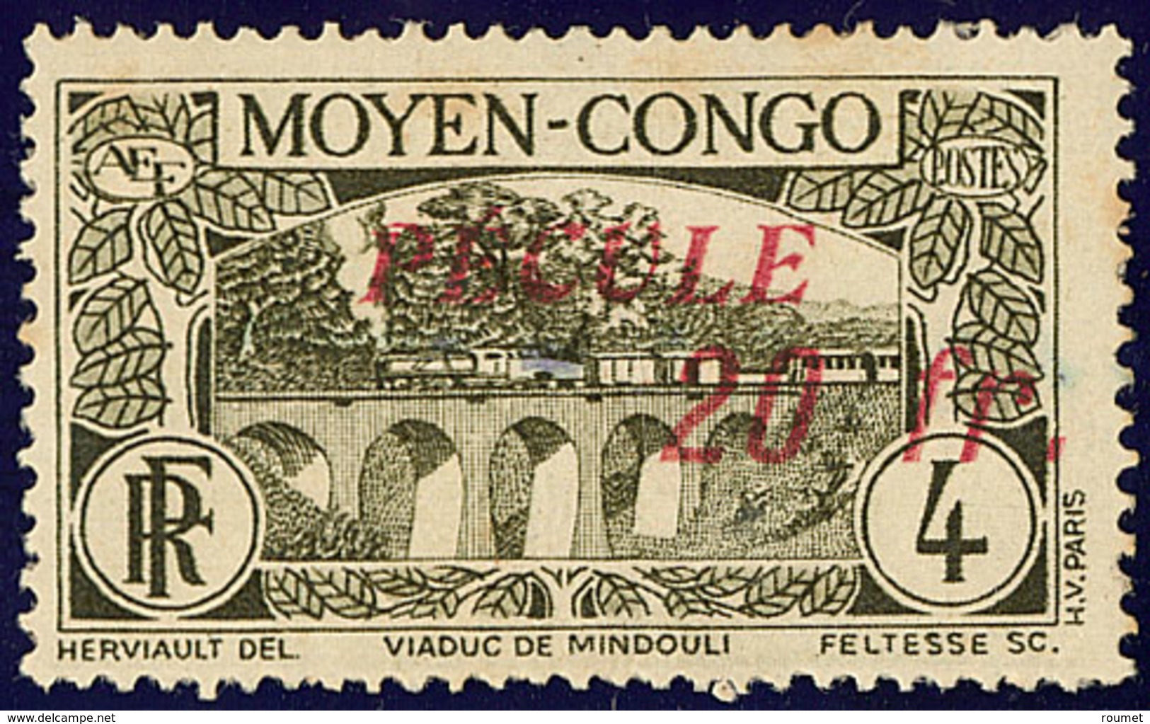 FISCAUX. Congo. No 115, Surchargé "PECULE/20fr" En Rouge. - TB - Autres & Non Classés