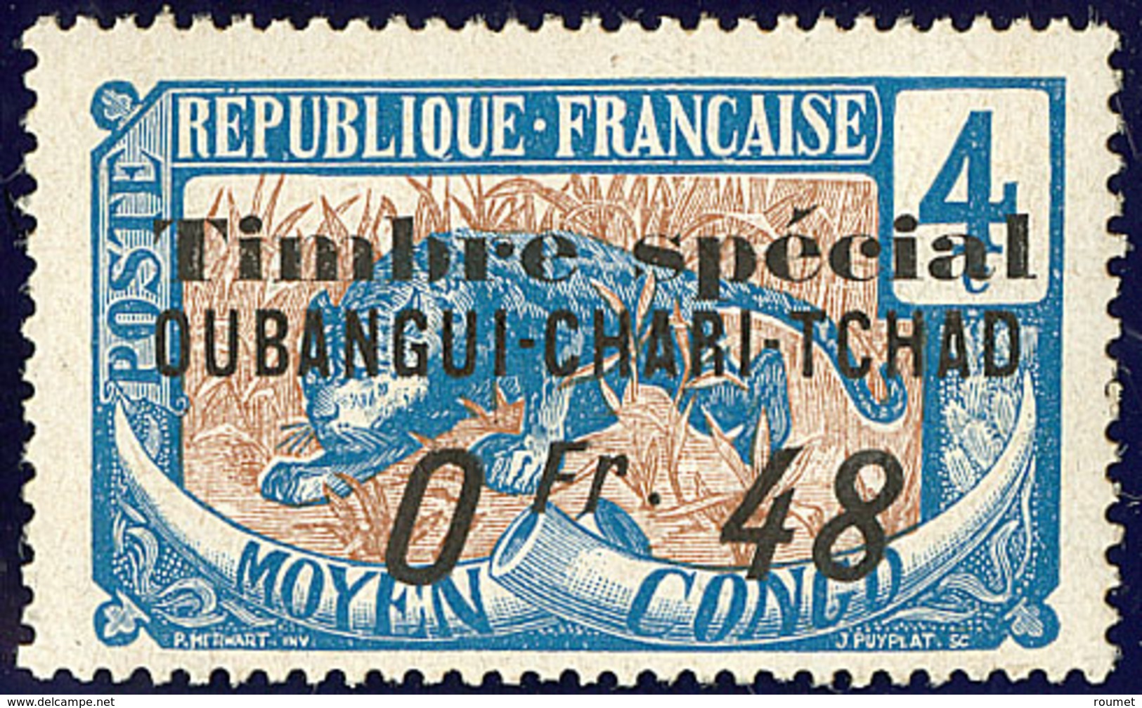 * FISCAUX. Oubangui. No 3, Surch. "Timbre Spécial/0fr 48", Gomme Coloniale. - TB - Autres & Non Classés