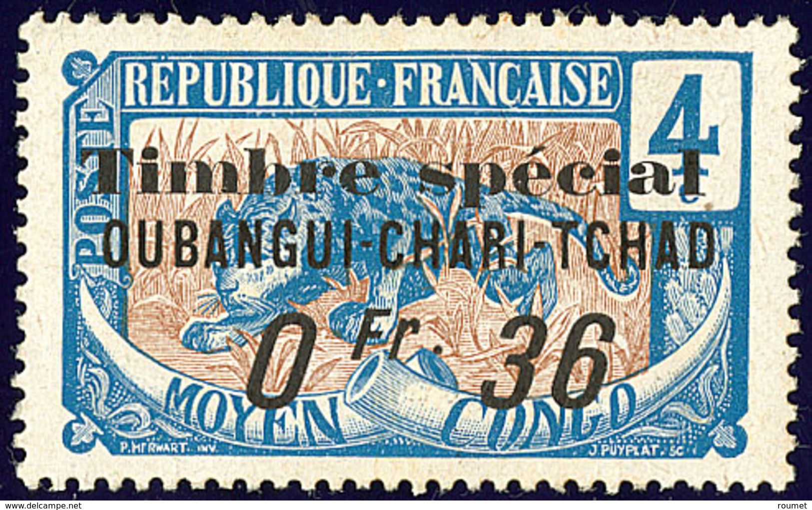 * FISCAUX. Oubangui. No 3, Surch. "Timbre Spécial/0fr 36", Gomme Coloniale. - TB - Other & Unclassified