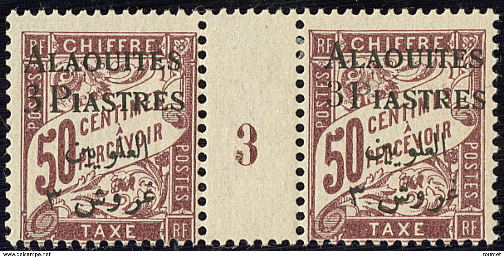 * Alaouites. Taxe. "3" Bouclé. No 4a En Paire Mill. 3 Avec Normal (3e Tirage). - TB. - R - Altri & Non Classificati