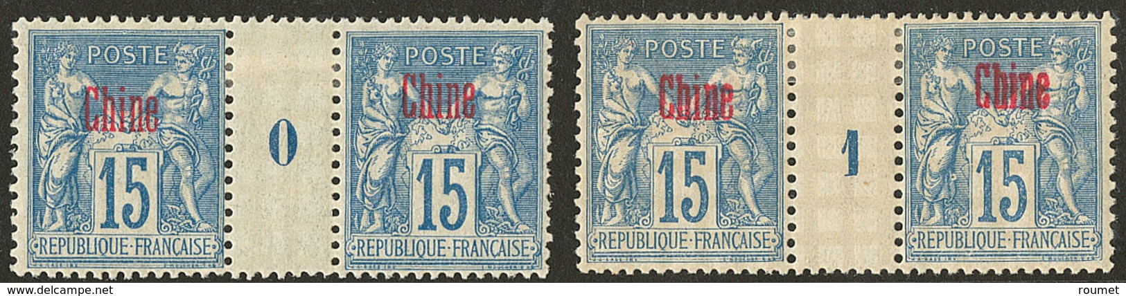 * Chine. No 6, Deux Paires Mill. 1 Et 0. - TB - Altri & Non Classificati