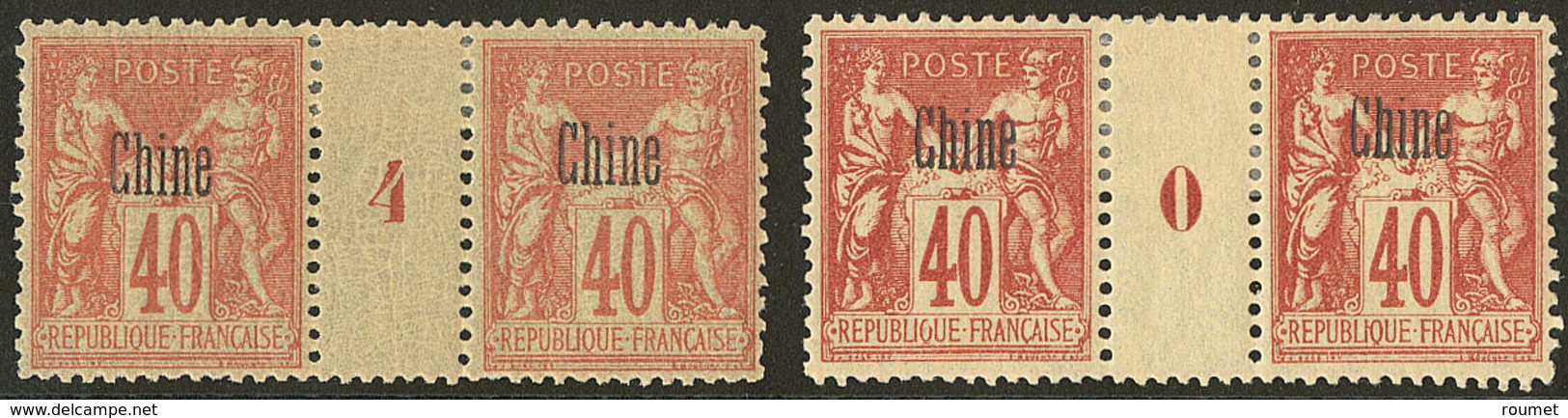 * Chine. No 10, Deux Paires Mill. 4 Et 0. - TB - Other & Unclassified