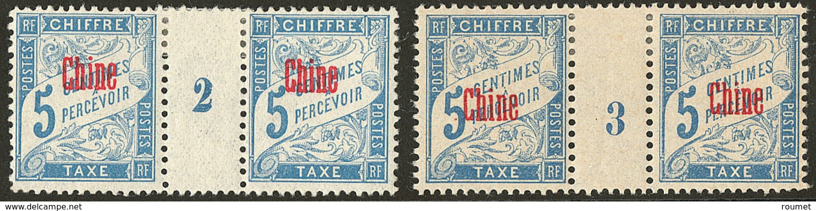 * Chine. Taxe. Nos 1 Paire Mill. 2, 2 Paire Mill. 3. - TB - Neufs