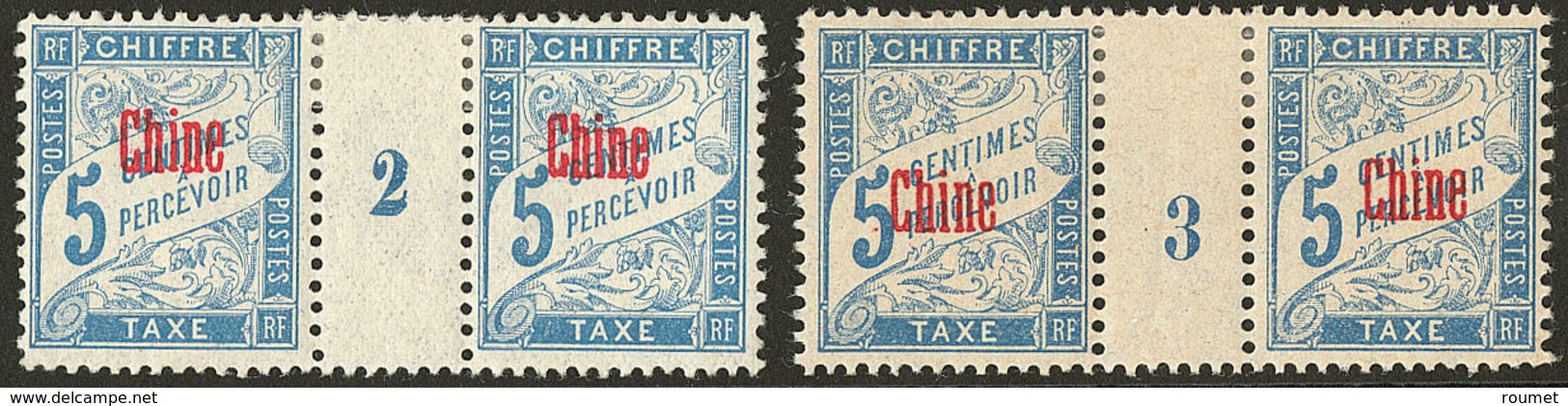 * Chine. Taxe. Nos 1 Paire Mill. 2, 2 Paire Mill. 3. - TB - Unused Stamps