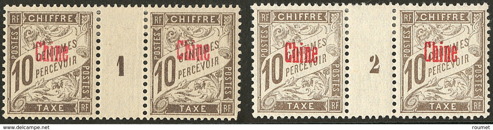 * Chine. Taxe. No 2, Paire Mill. 1 Et 2. - TB - Unused Stamps