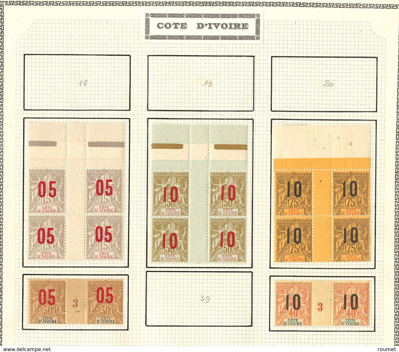 * Côte D'Ivoire. Nos 36 à 40, Les 36, 39 Et 40 En Bloc De Quatre Sans Mill., Les 37 Et 38 En Paire. - TB - Other & Unclassified