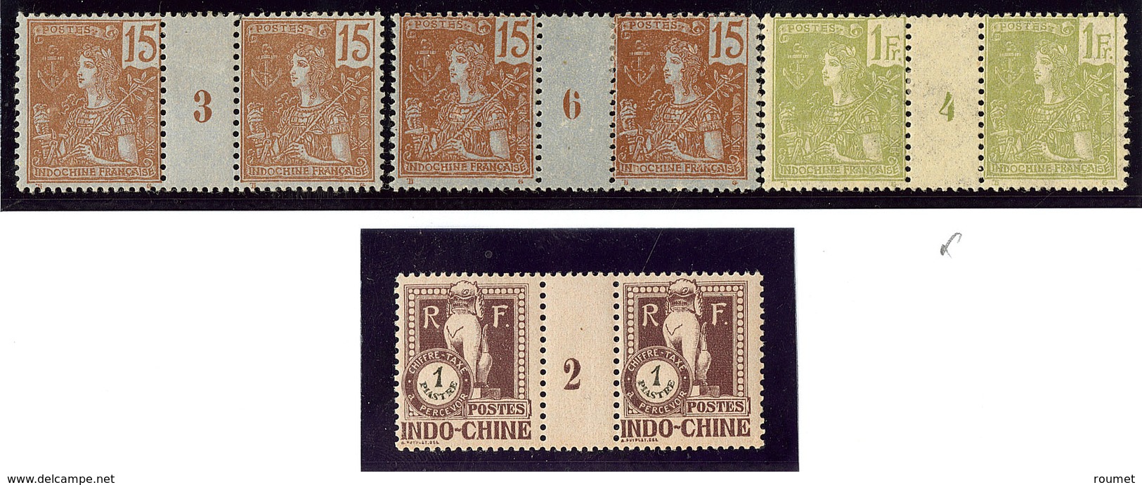 * Indochine. Nos 29 (2 Paires Mill. 3 Et 6), 37 Paire Mill. 4, Taxe 43 Paire Mill. 2. - TB - Other & Unclassified