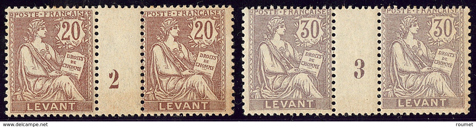 ** Levant. Nos 16 Paire Mill. 2, 18 Paire Mill. 3. - TB - Other & Unclassified