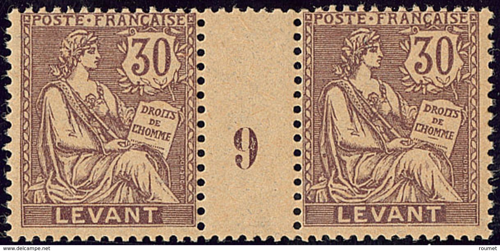 ** Levant. No 18, Paire Mill. 9, Papier GC. - TB - Autres & Non Classés