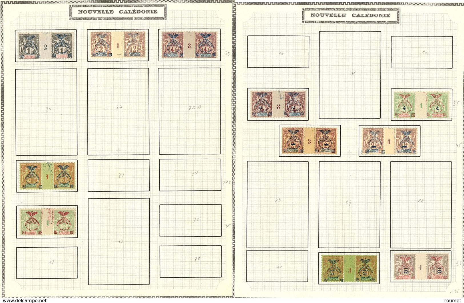 * Nouvelle Calédonie. Nos 67 à 69, 71, 74, 81(2), 82, 84 à 86, Tous En Paire Mill. Divers. - TB - Altri & Non Classificati