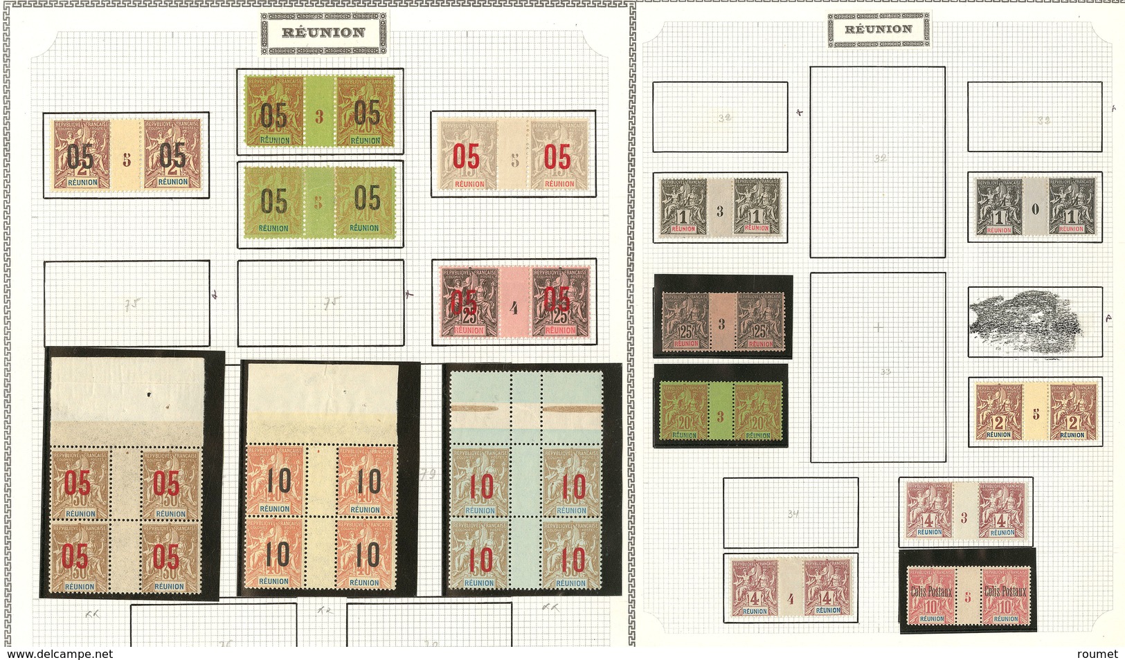 * Réunion. Nos 32 (2), 33, 34 (2), 39, CPx 8, Tous En Paire Mill. Divers. - TB - Autres & Non Classés