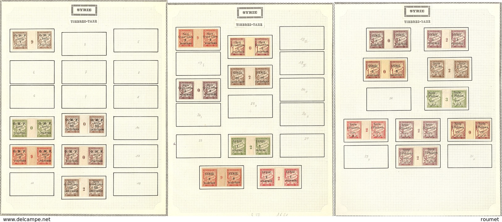 * Syrie. Taxe. Collection 1920-1924, Entre Les N°5 Et 30, 22 Paires Mill. Divers. - TB - Other & Unclassified