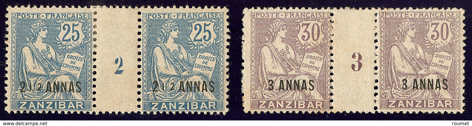 * Zanzibar. Nos 51 Paire Mill. 2, 52 Paire Mill. 3. - TB - Other & Unclassified